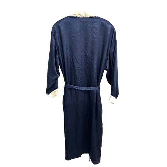 Vintage Emily Daniel Intimate Navy and White Robe With Belt SZ Large - Picture 2 of 9